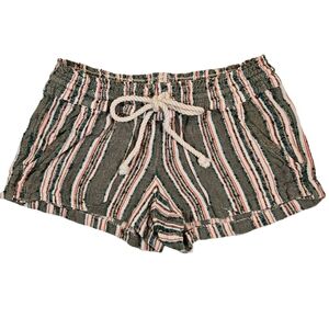 Roxy Juniors Oceanside Drawstring Shorts, Striped Multicolor, Size 1